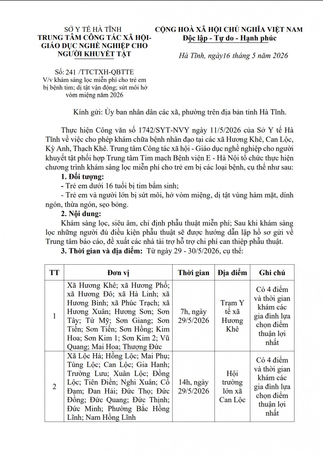 CV khám sàng lọc